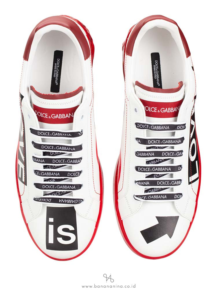 DOLCE & GABBANA Love Melt Portofino Sneakers White Red Sz 11