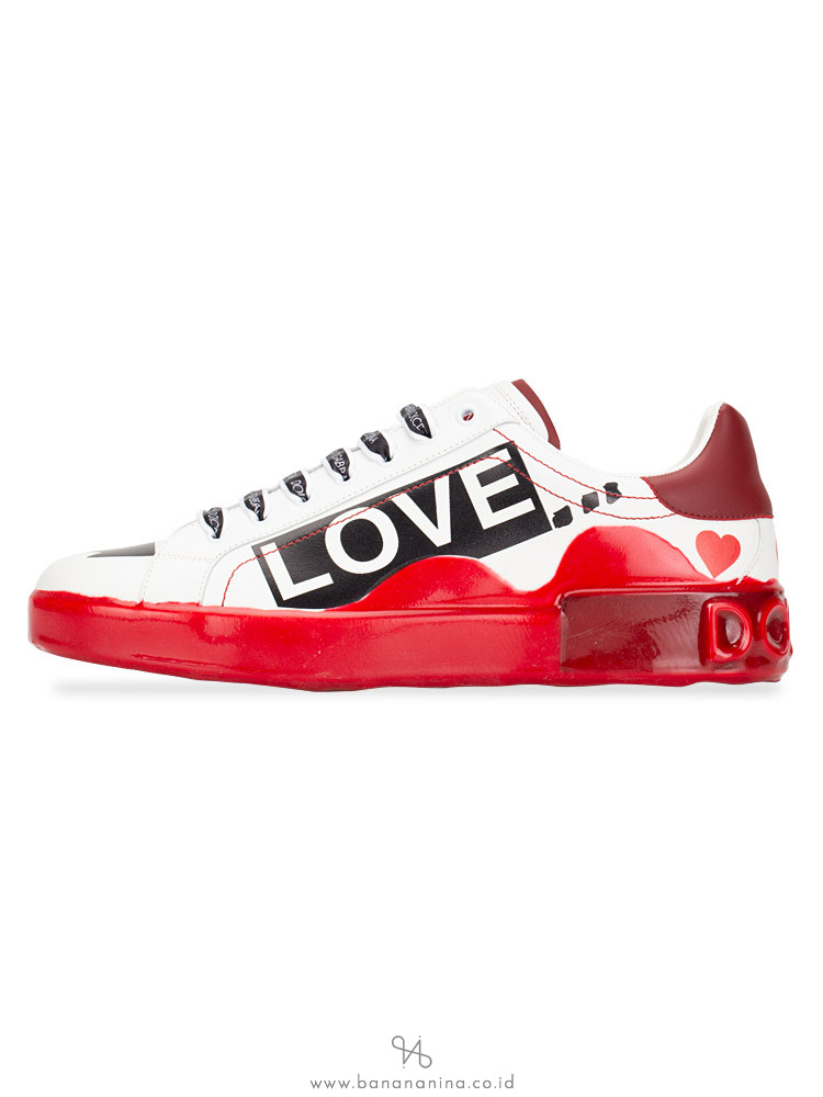 DOLCE & GABBANA Love Melt Portofino Sneakers White Red Sz 11
