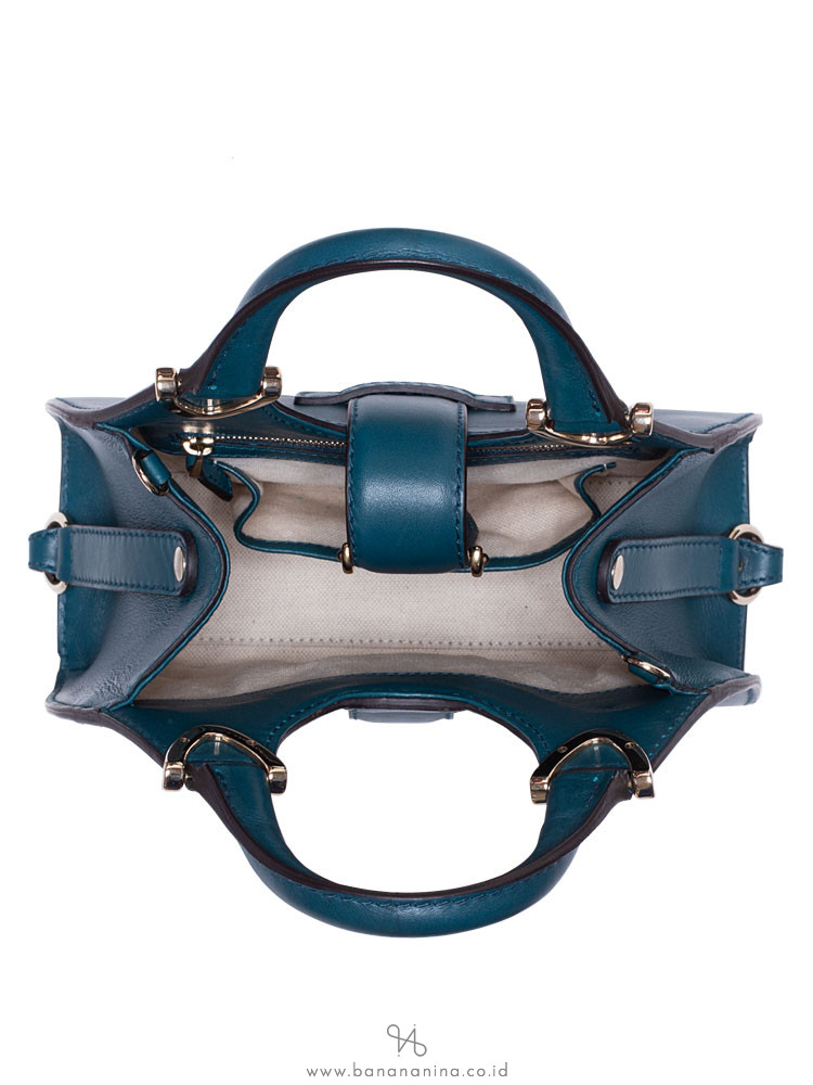 GUCCI Stirrup Small Top Handle Bag Turquoise