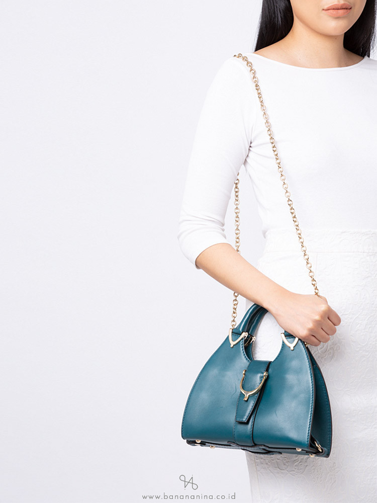 GUCCI Stirrup Small Top Handle Bag Turquoise