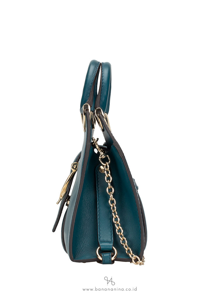 GUCCI Stirrup Small Top Handle Bag Turquoise