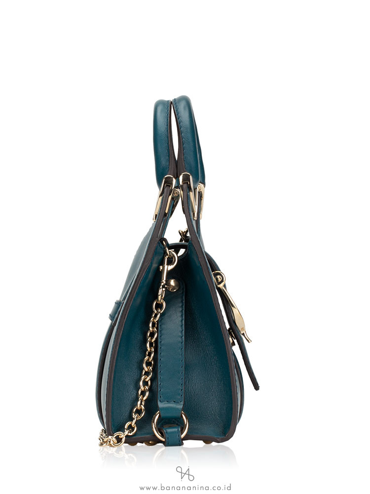 GUCCI Stirrup Small Top Handle Bag Turquoise
