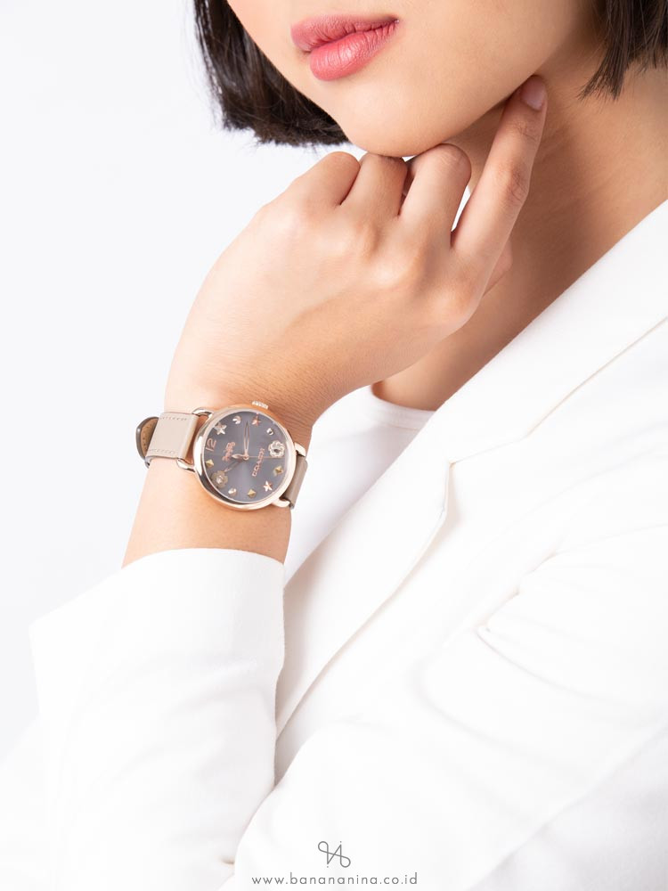 Coach Delancey Leather Strap Charm Grey