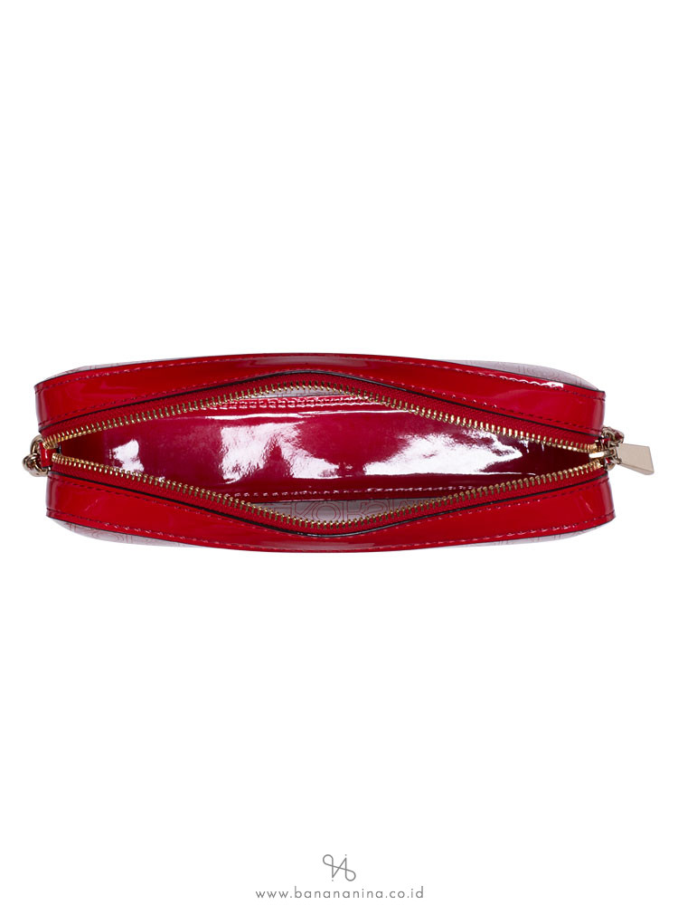 MICHAEL KORS Jet Set Logo Clear And Patent Leather Crossbody Red