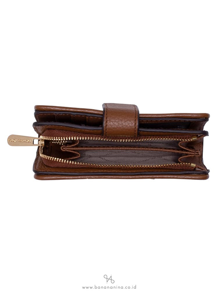 MICHAEL KORS Jet Set Signature Bifold Zip Coin Wallet Beige Ebony