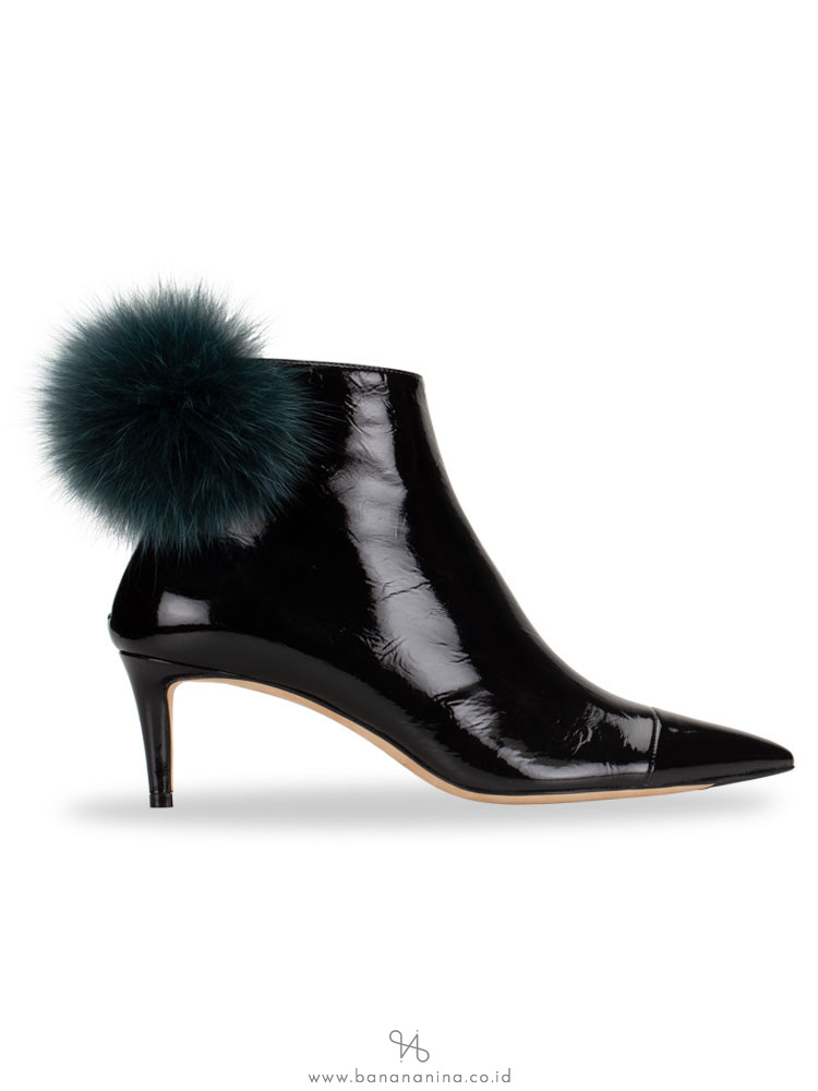JIMMY CHOO Tesler Fox Fur-Trimmed Ankle Boots Black Sz 36