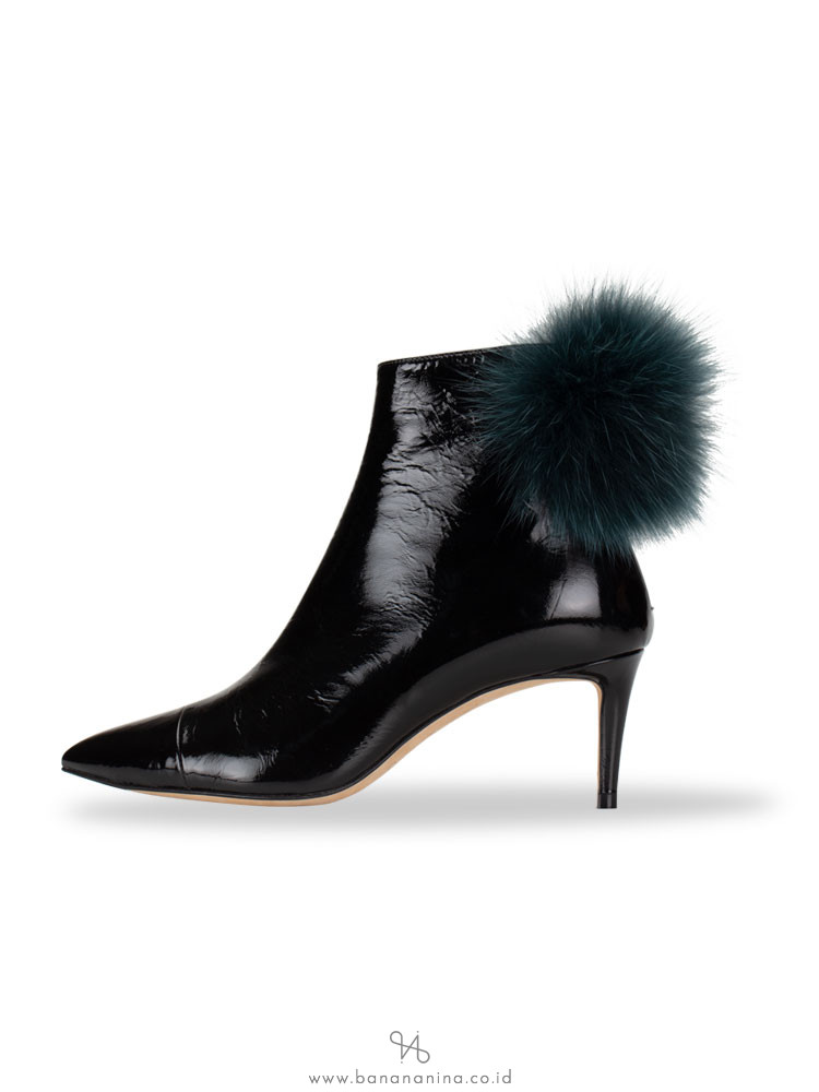 JIMMY CHOO Tesler Fox Fur-Trimmed Ankle Boots Black Sz 36