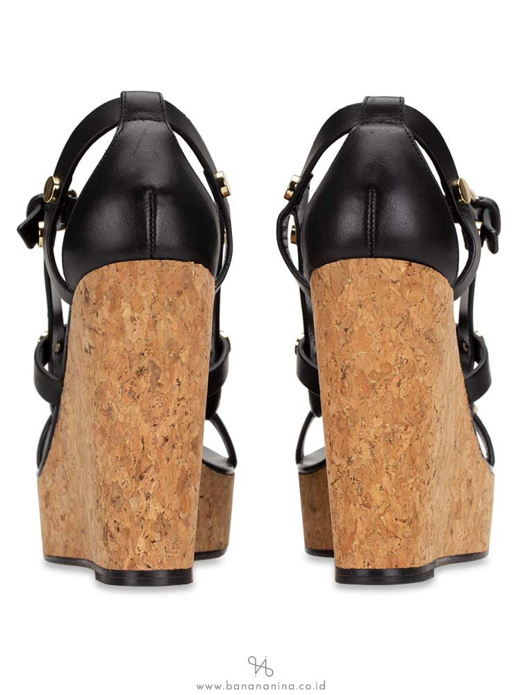 JIMMY CHOO Nerissa Wedges sandal Black Sz 36