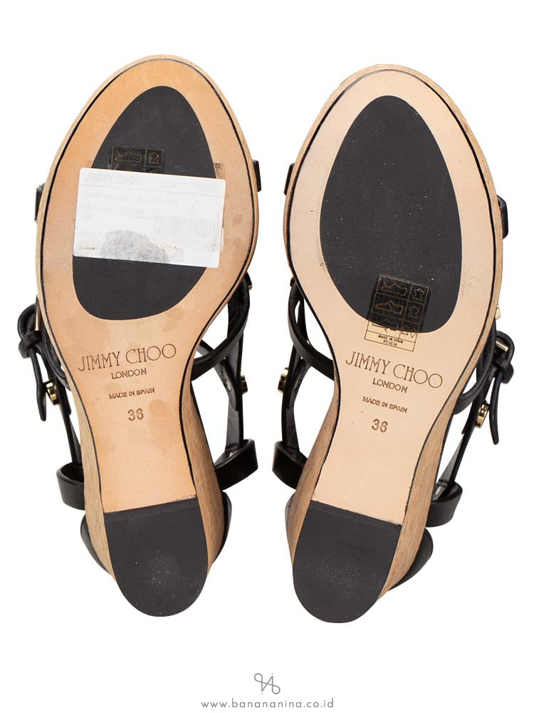JIMMY CHOO Nerissa Wedges sandal Black Sz 36