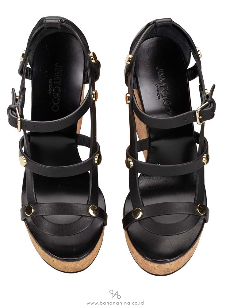 JIMMY CHOO Nerissa Wedges sandal Black Sz 36