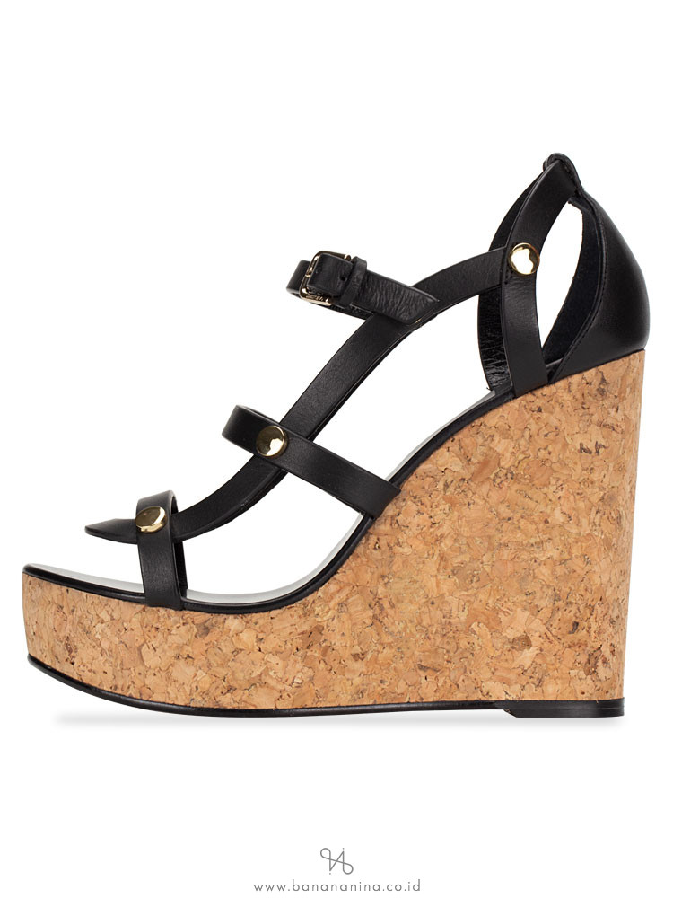 JIMMY CHOO Nerissa Wedges sandal Black Sz 36