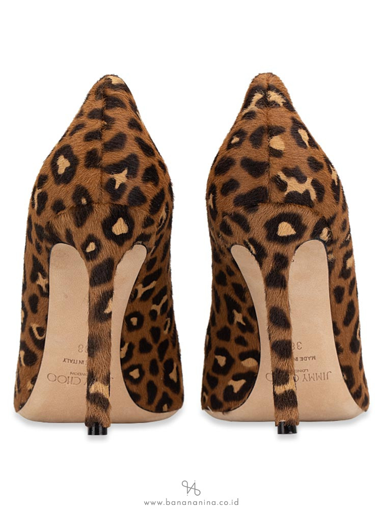 JIMMY CHOO Romy Printed Calf Hair Pump Leopard Sz 38