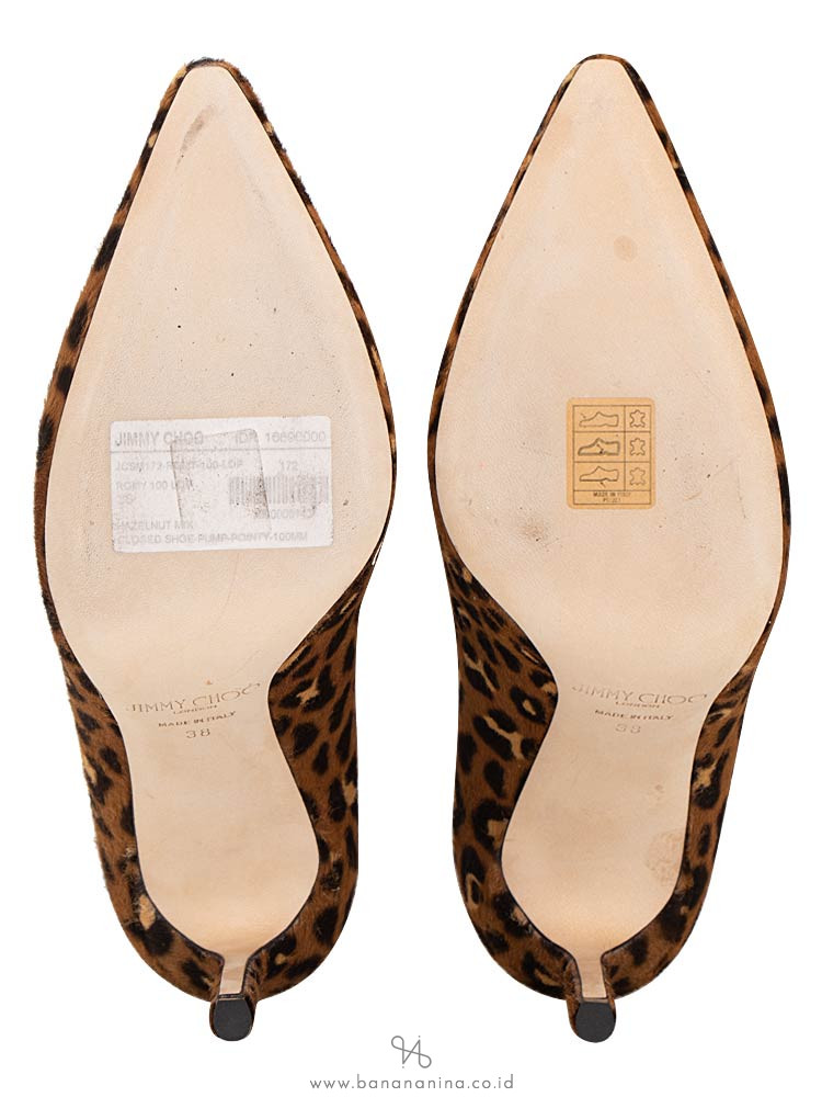 JIMMY CHOO Romy Printed Calf Hair Pump Leopard Sz 38