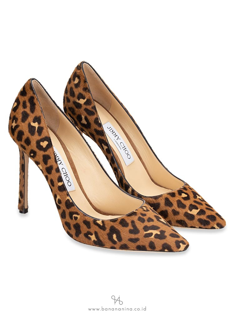JIMMY CHOO Romy Printed Calf Hair Pump Leopard Sz 38