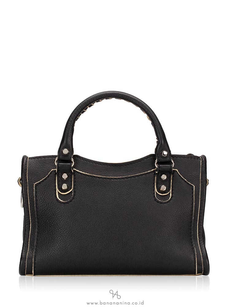 BALENCIAGA Classic Silver Edgepaint Mini City Black