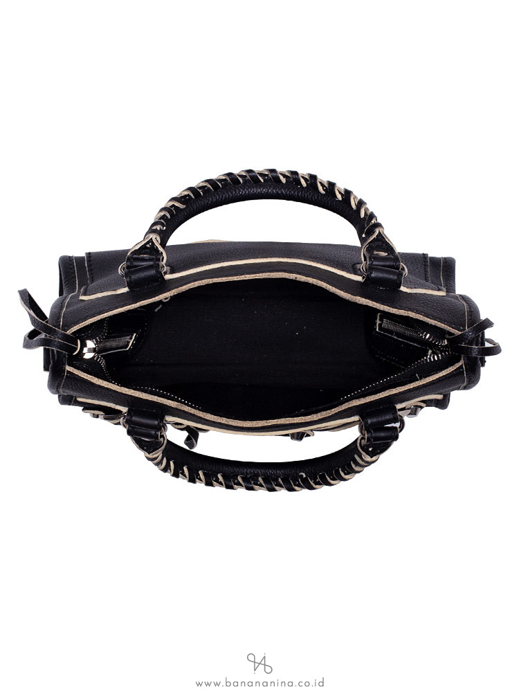 BALENCIAGA Classic Silver Edgepaint Mini City Black