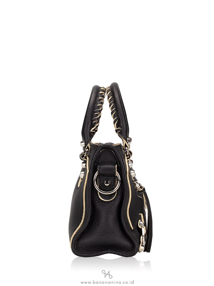 BALENCIAGA Classic Silver Edgepaint Mini City Black