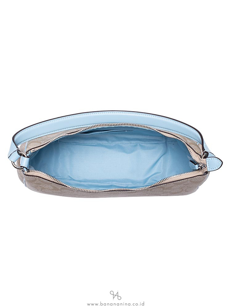 COACH 29209 Signature Zip Shoulder Bag Light Khaki Powder Blue