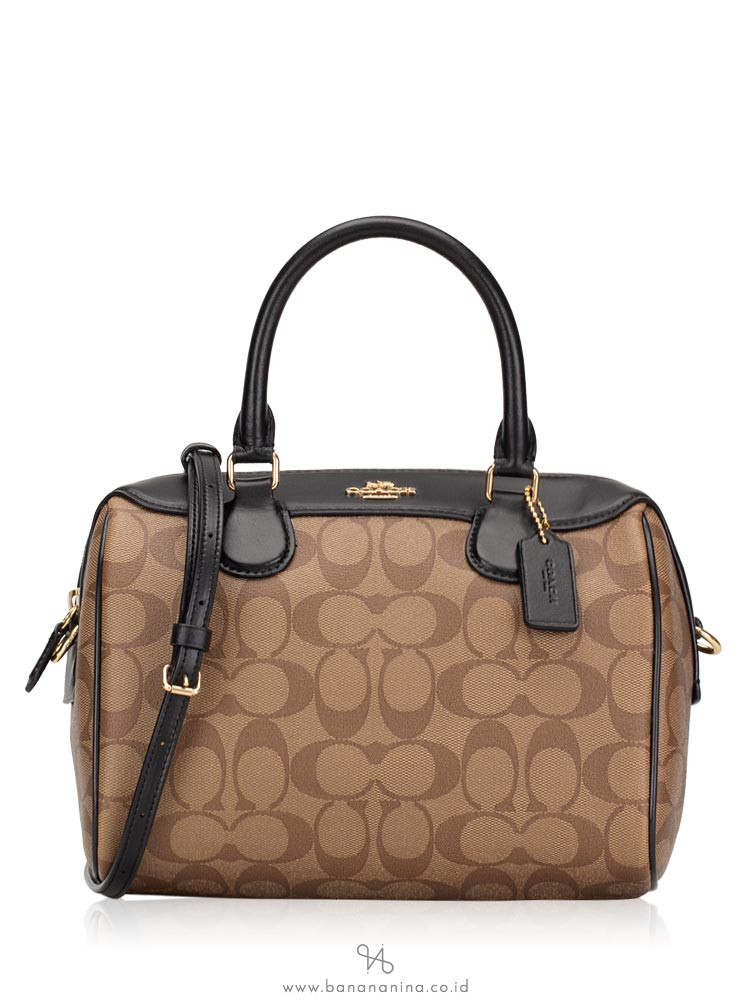 COACH 32203 Signature Mini Bennett Satchel Khaki Black