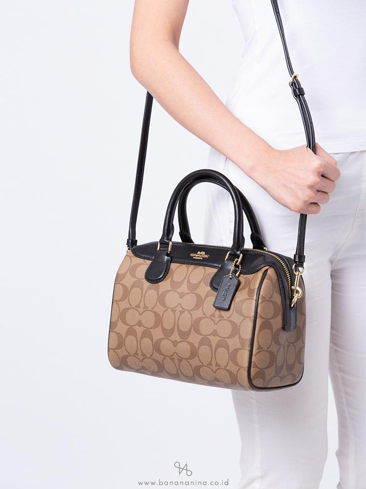 COACH 32203 Signature Mini Bennett Satchel Khaki Black