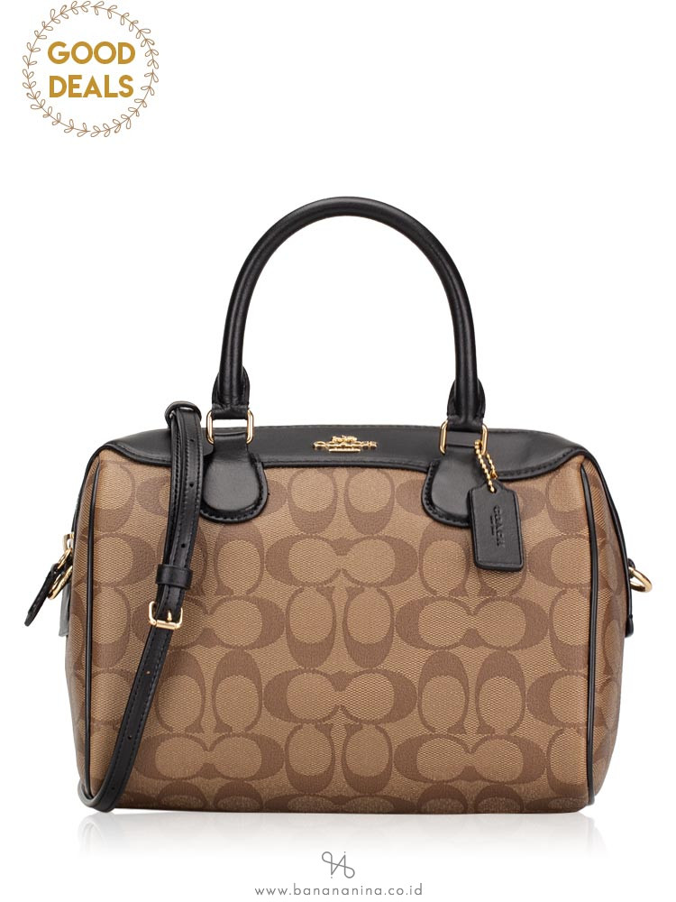 COACH 32203 Signature Mini Bennett Satchel Khaki Black