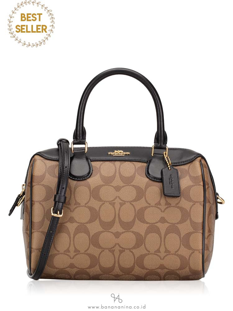 COACH 32203 Signature Mini Bennett Satchel Khaki Black