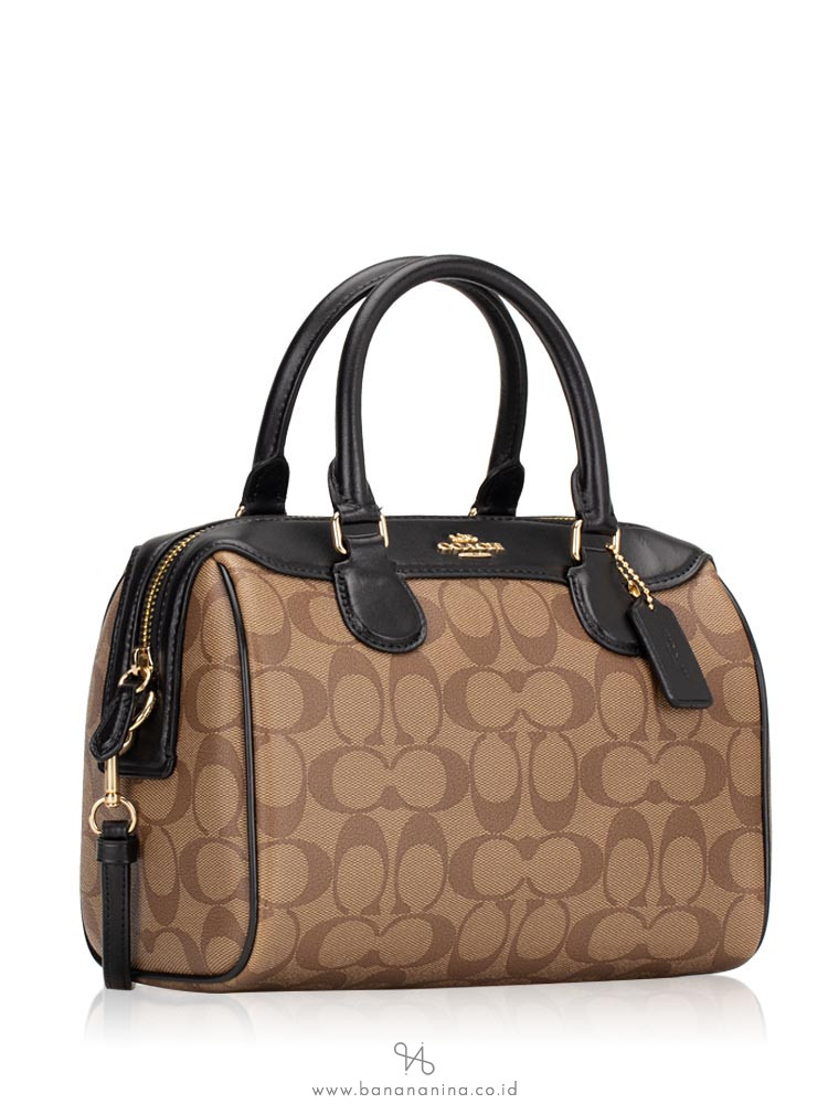 COACH 32203 Signature Mini Bennett Satchel Khaki Black