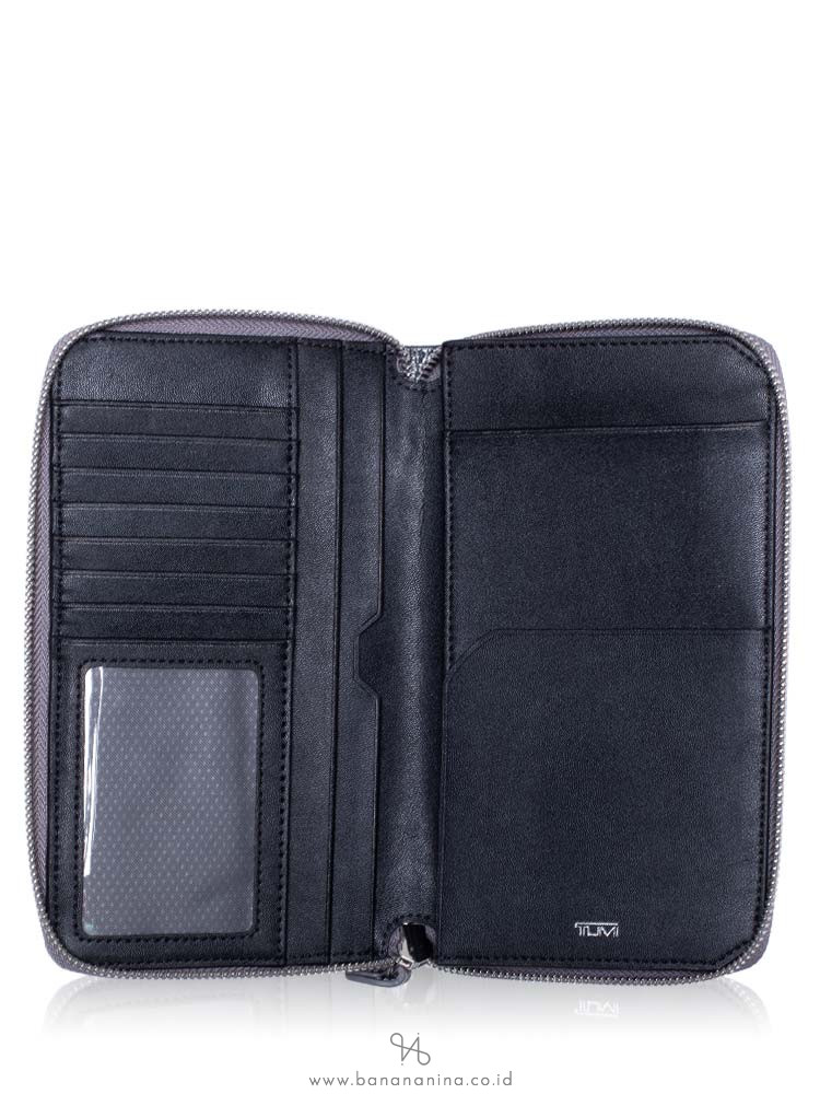 TUMI Parker Sling Travel Passport Wallet Mettalic Silver