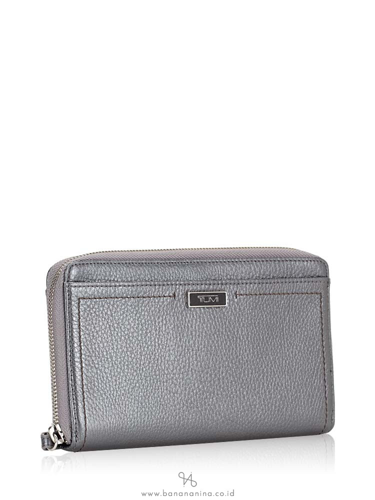 TUMI Parker Sling Travel Passport Wallet Mettalic Silver