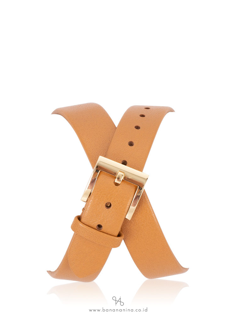 TORY BURCH TBW4018 Reva Leather Double Wrap Watch Luggage Gold
