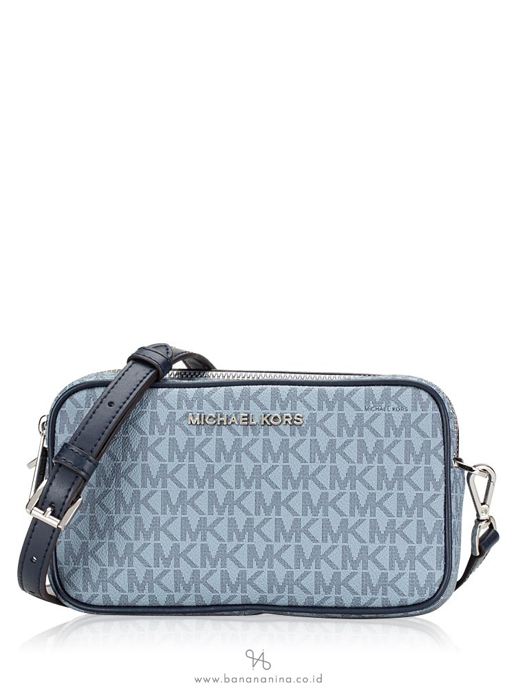 MICHAEL KORS Connie Monogram Small Camera Bag Pale Blue Navy