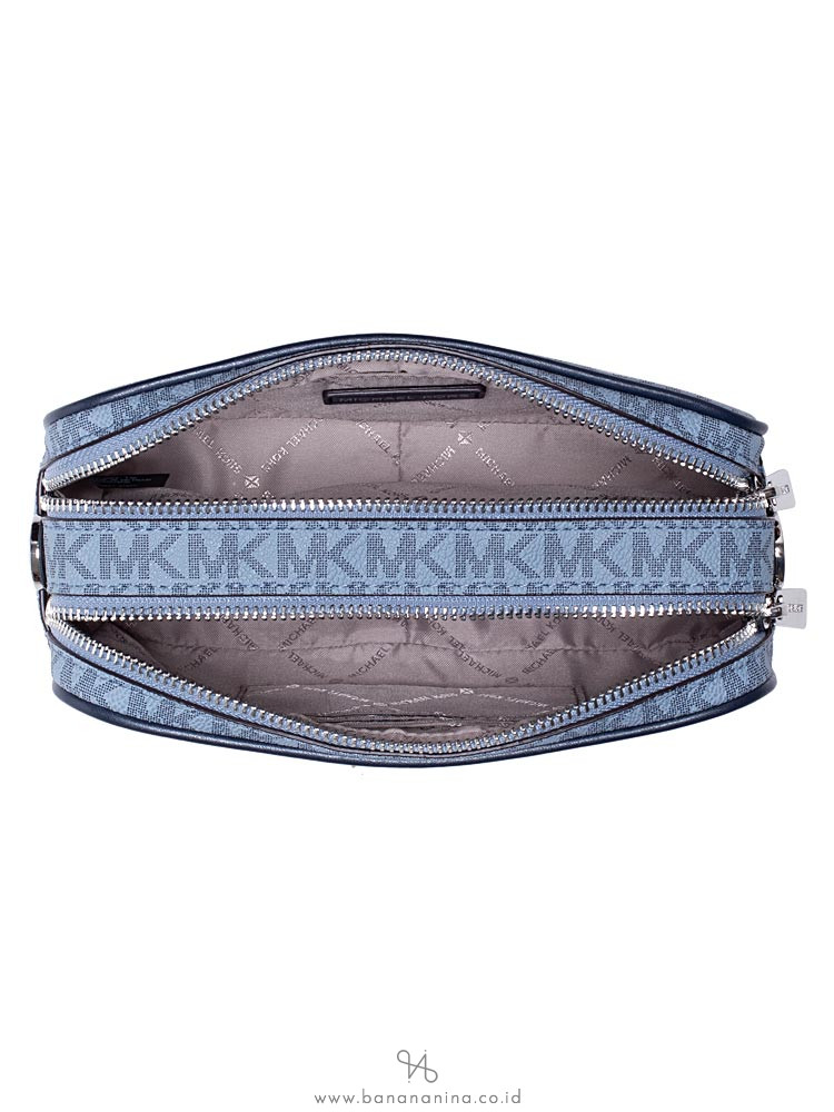 MICHAEL KORS Connie Monogram Small Camera Bag Pale Blue Navy