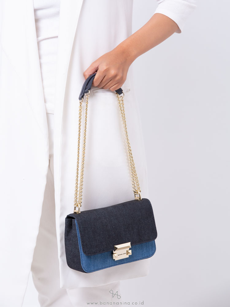 MICHAEL KORS Sloan Small Chain Shoulder Bag Denim Multi