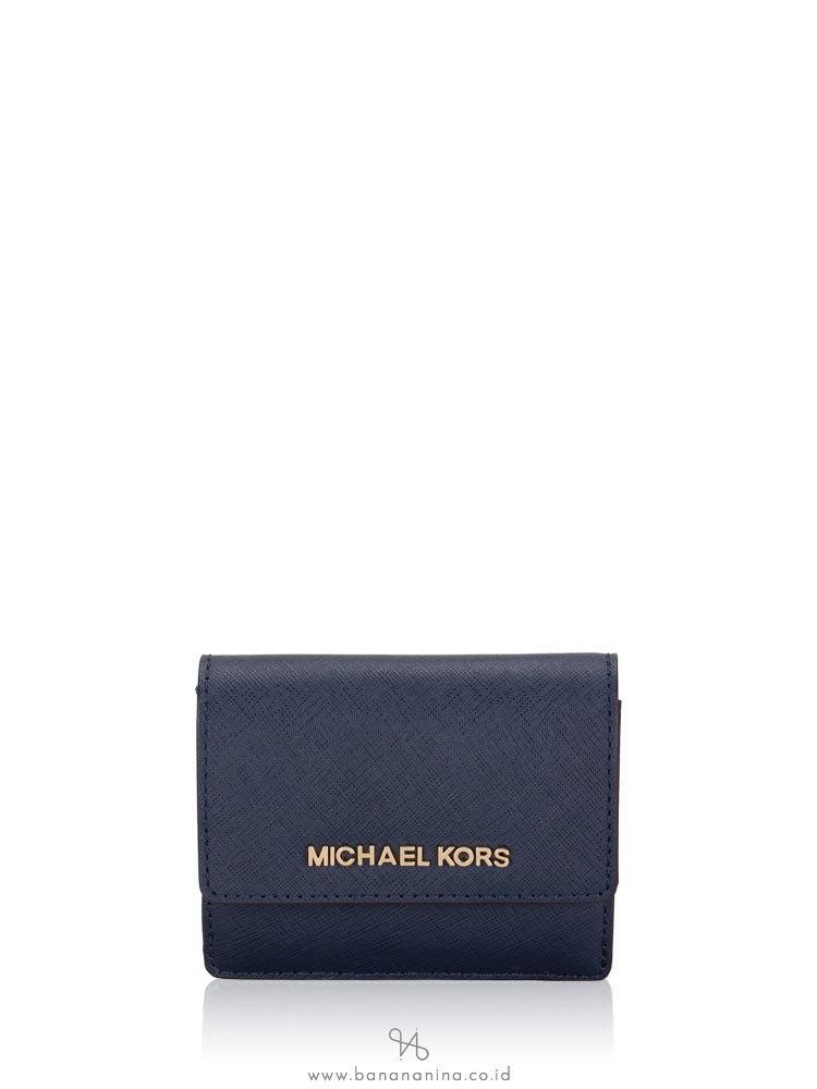 MICHAEL KORS Jet Set Travel Card Case Id Key Holder Navy