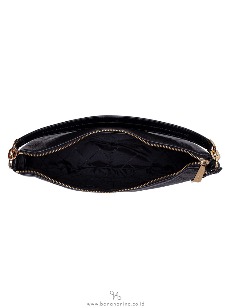 MICHAEL KORS Bedford Leather Medium Crescent Shoulder Bag Black