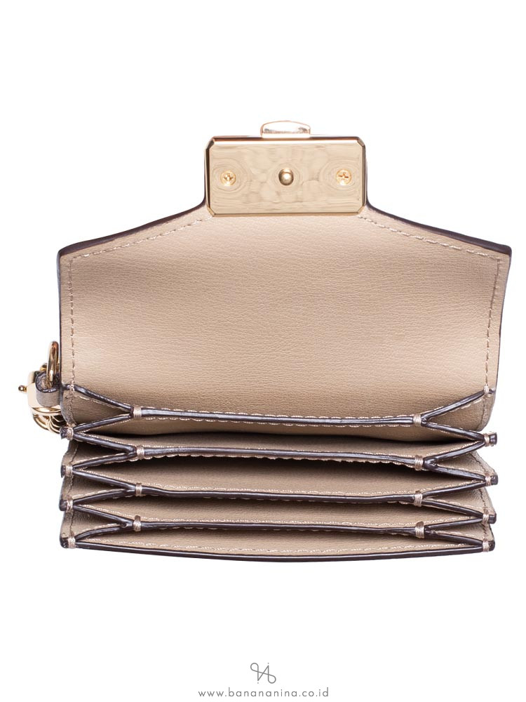 MICHAEL KORS Kinsley Leather Accordion Card Holder Bisque