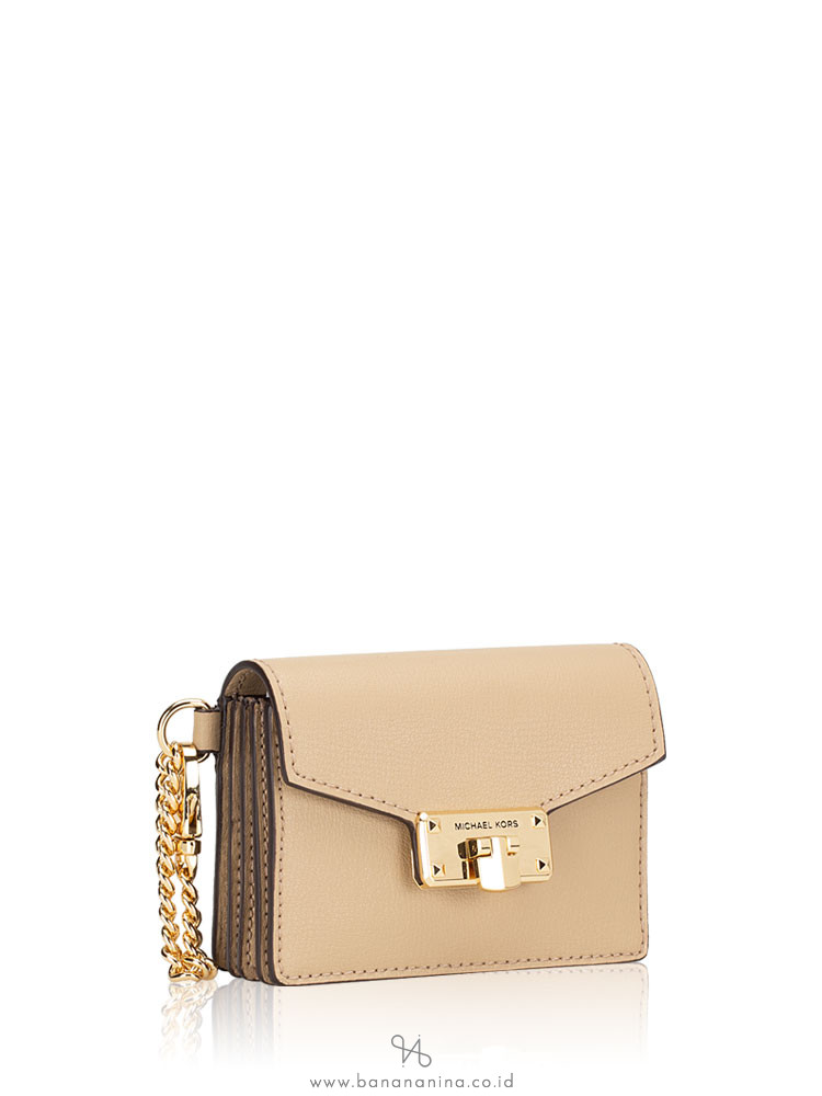 MICHAEL KORS Kinsley Leather Accordion Card Holder Bisque
