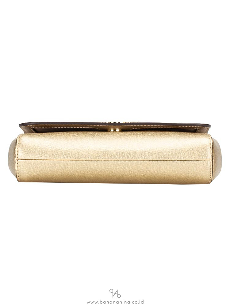 MICHAEL KORS Jet Set Convertible Pouchette Crossbody Pale Gold