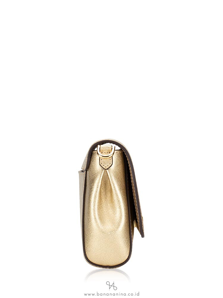 MICHAEL KORS Jet Set Convertible Pouchette Crossbody Pale Gold