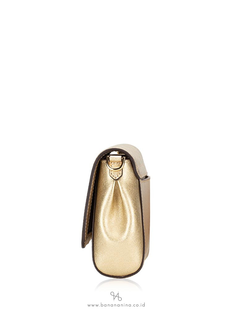 MICHAEL KORS Jet Set Convertible Pouchette Crossbody Pale Gold