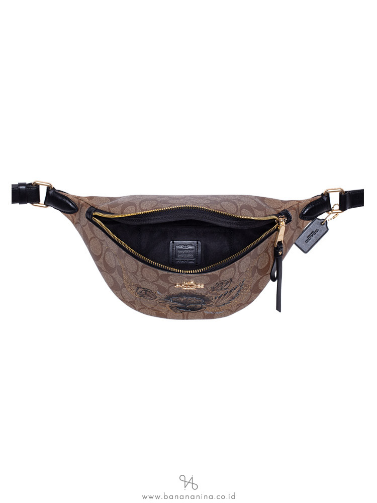 COACH 76663 Signature Chelsea Belt Bag Khaki Black Multi