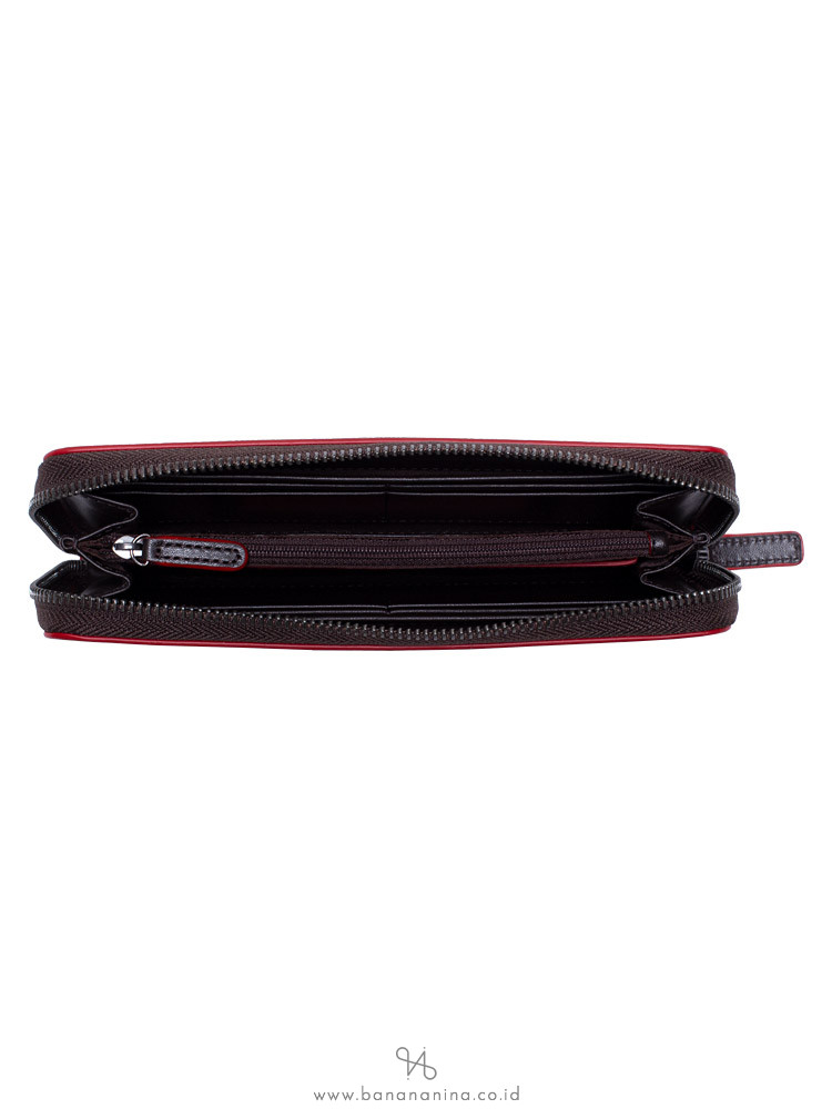 MICHAEL KORS Men Jet Set Signature Tech Zip Wallet Brown Red