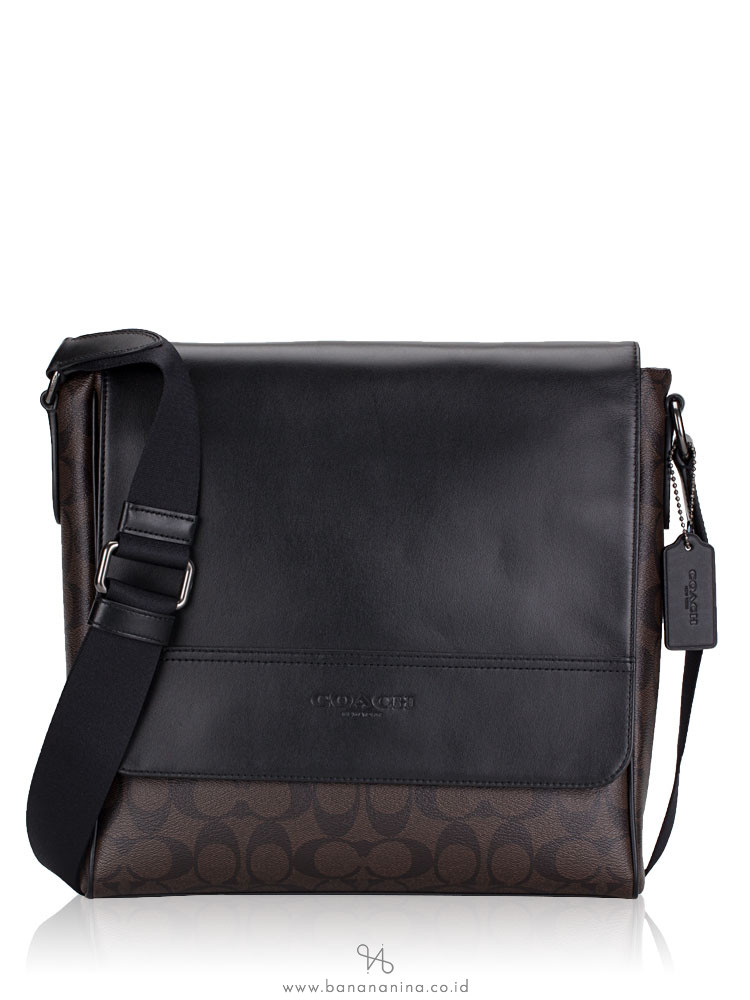 COACH Men 73339 Signature Map Bag Mahogany Black
