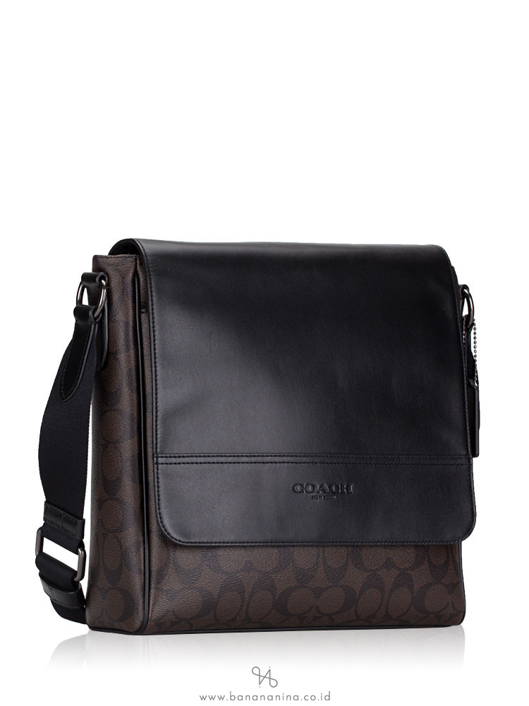 COACH Men 73339 Signature Map Bag Mahogany Black