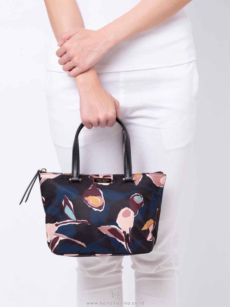 KATE SPADE Dawn Paper Rose Insulated Tote Black Multi
