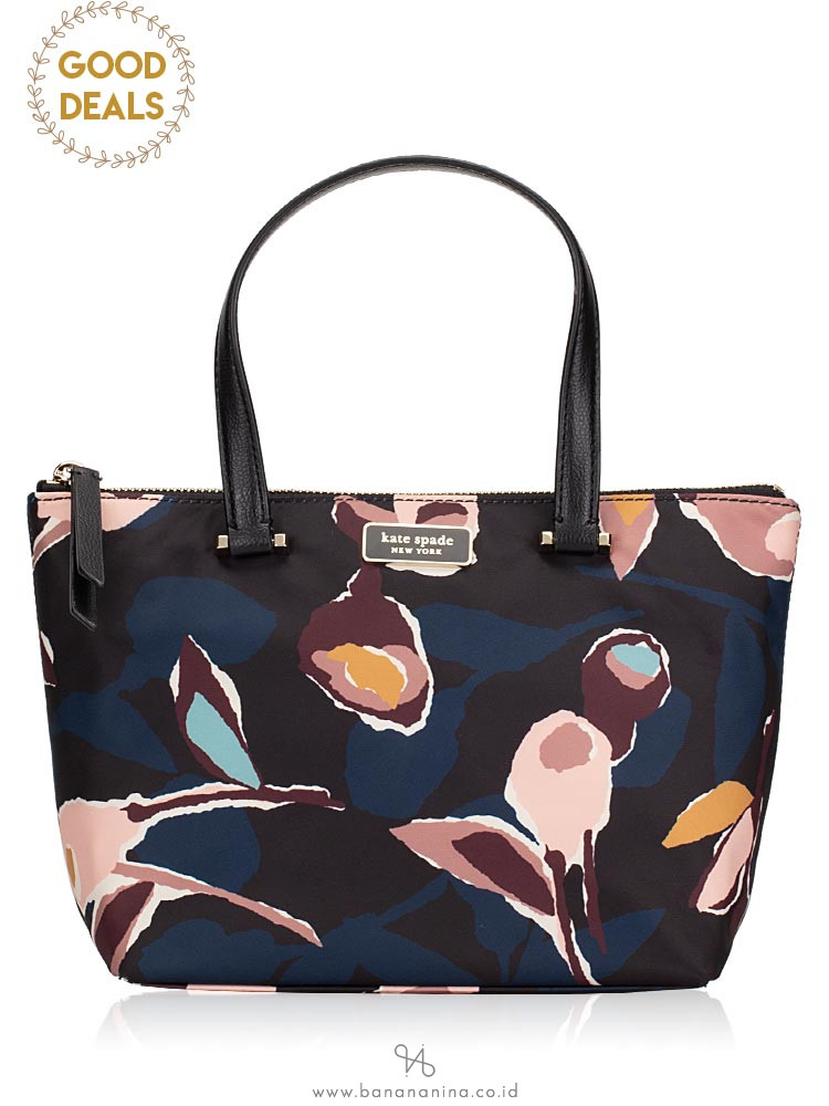 KATE SPADE Dawn Paper Rose Insulated Tote Black Multi