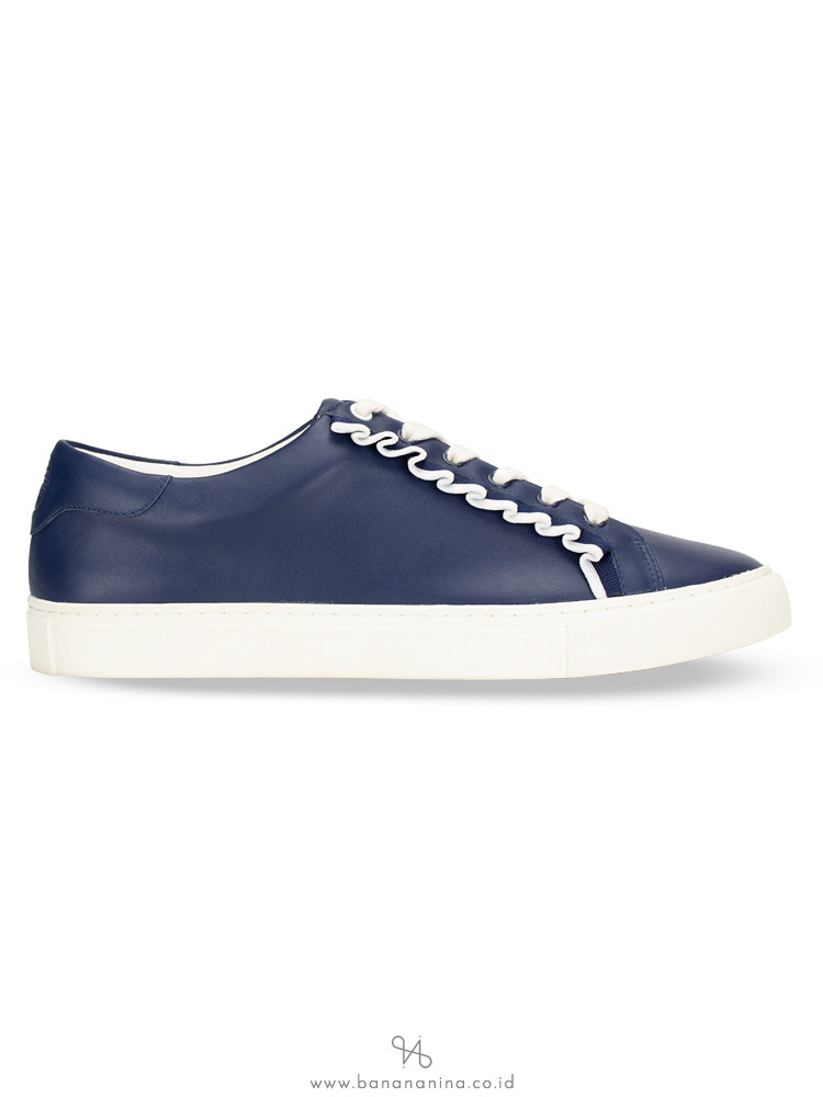 TORY SPORT Ruffle Leather Sneakers Navy Sea Sz 9.5