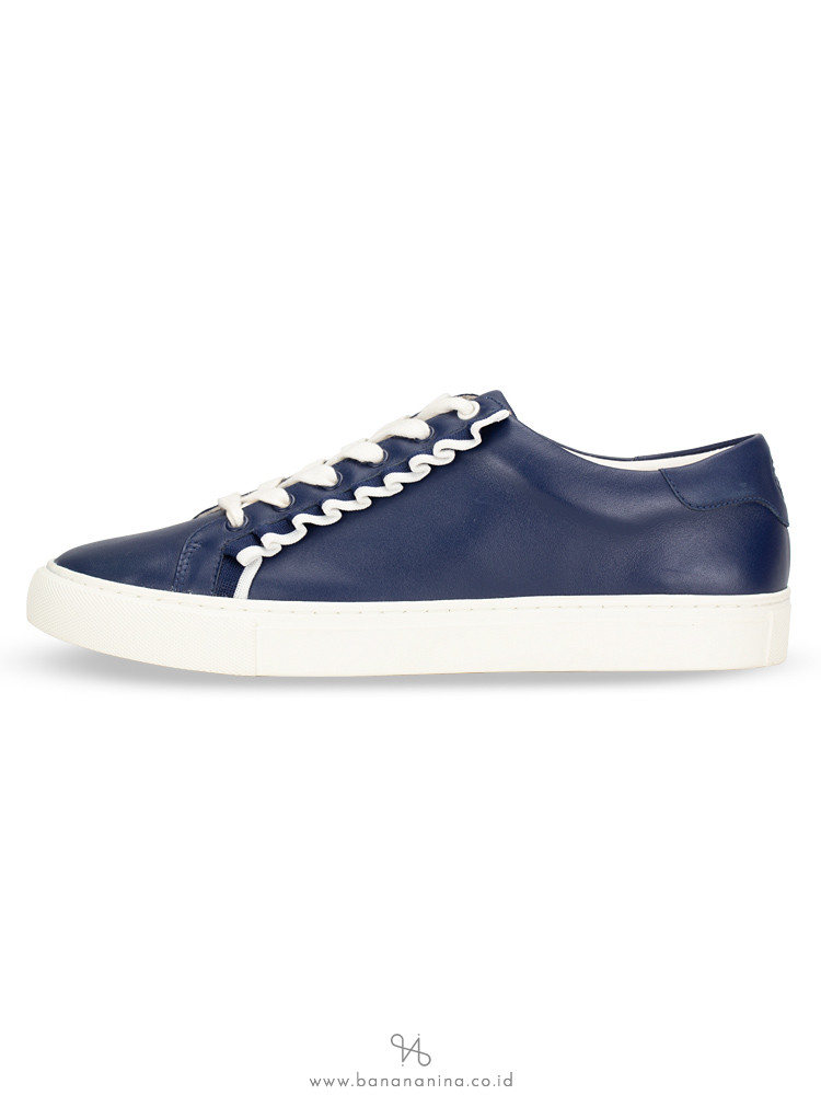 TORY SPORT Ruffle Leather Sneakers Navy Sea Sz 9.5