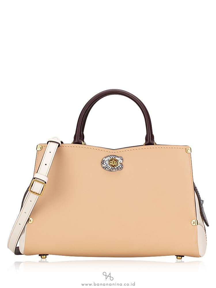 COACH 55599 Mason Carryall Colorblock Satchel Beechwood Chalk
