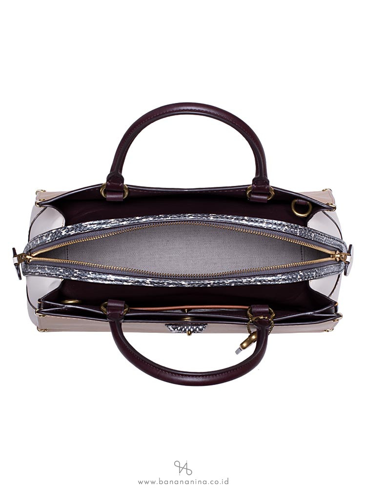 COACH 55599 Mason Carryall Colorblock Satchel Beechwood Chalk